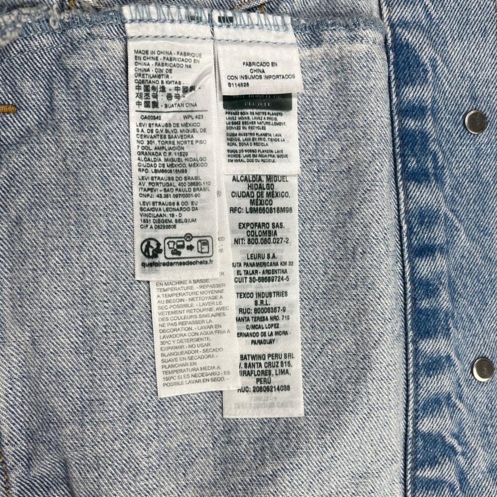 Levi's Premium 90's Trucker Jacket Womens M Fresh As A Daisy Patchwork Jean Coat - Picture 5 of 16